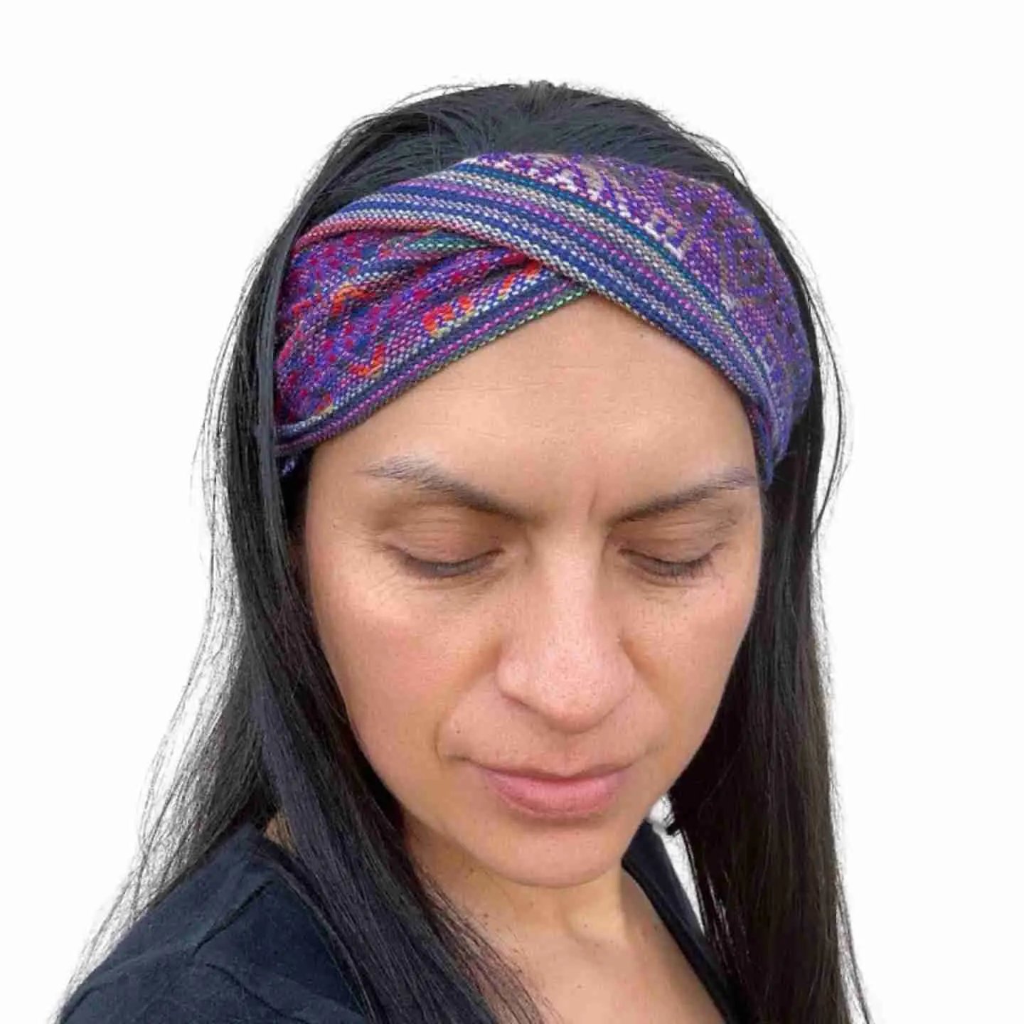 Dust Purple Rainbow Wide Boho Elastic Headband, Soft Cotton Sweat Band for Women & Men, Ideal for Yoga, Running, Elastic Headbands
