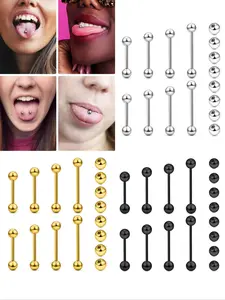14G Stainless Steel Tongue Ring, Unisex, Stainless Steel Nipple Barbell Jewelry, Navel Piercing Jewelry, Durable and Hypoallergenic Body Piercing Accessories