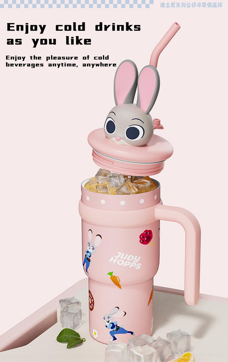 Zootopia Nick & Judy Thermos with Collectible Figures on Lid – 700ml Insulated Travel Mug, Hot & Cold Beverage Cup for Fans