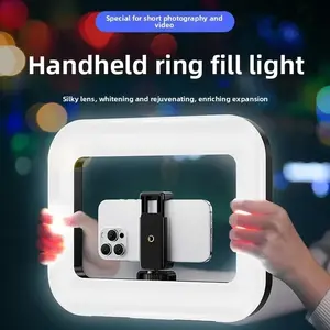 Handheld Ring Light with Integrated Phone Cage – Portable LED Video Light for Content Creators, TikTok Live, & Vlogging – Adjustable Brightness Fill Light for Professional Selfies