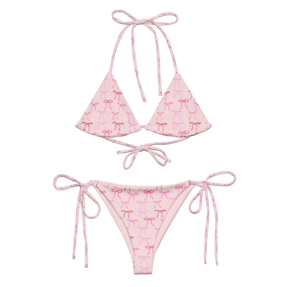 Pink Babydoll Bow String Bikini • Women’s Swimwear • Coquette • Summer Vacation • Spring Break