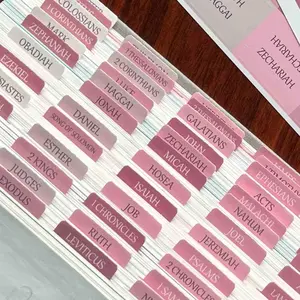 Laminated Bible Tabs, Reposition Large Print Stickers, Easy to Read and Apply Bible Tabs for Women/Girls (White Pink) thinkor
