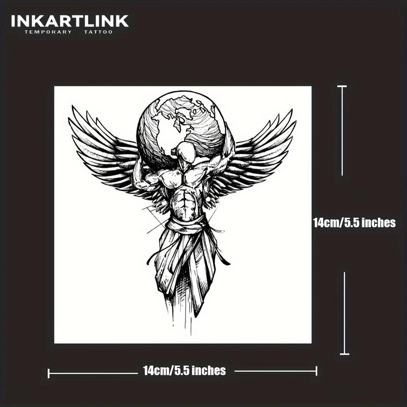 INKARTLINK Tattoo Tech, Angel Series,2 Sheets Extra Large Semi Permanent Tattoo, Adult Art Design Temporary Tattoos, Lasts 1-2 Weeks, Waterproof, Realistic Look, No Adhesive, No Reflection (Angel 1)