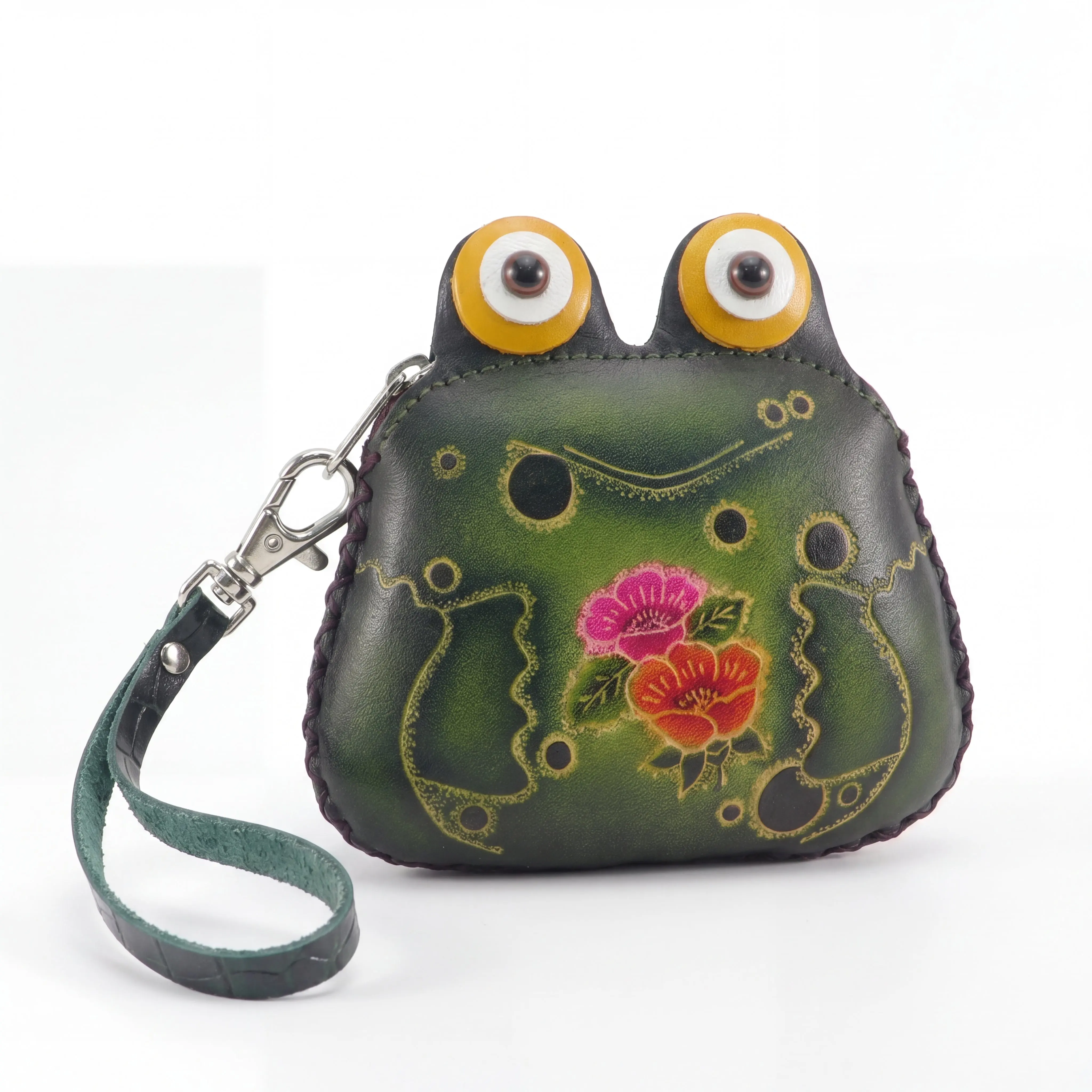 Kashani Leather Frog Pouch Purse Crossbody