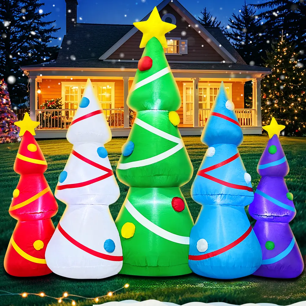 6.5FT Christmas Inflatable Outdoor Decoration Christmas Inflatable Colorful Trees,Blow up Yard Outdoor Decorations with LED Lights for Xmas Holiday Decor Party Yard Garden Lawn