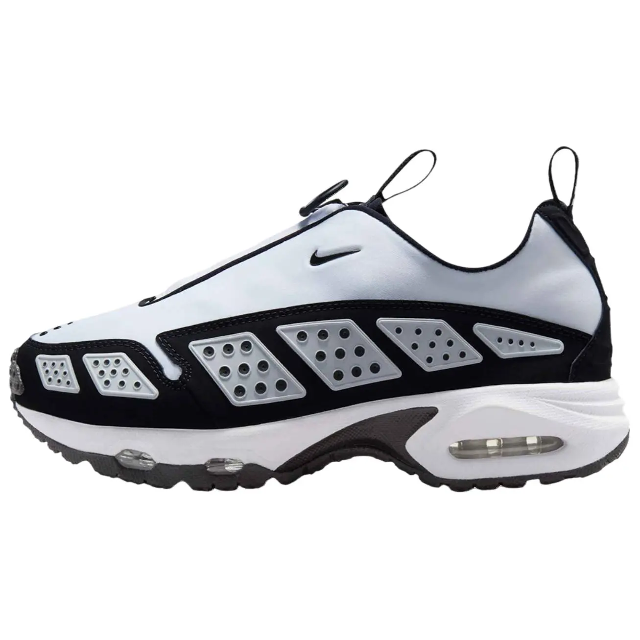 NIKE Women's Air Sunder Max 'Panda' Athletic Sneaker, Comfortable Sports Footwear for Active Use, Sports Shoes, Casual Wear, Walking Shoes, Training, Rubber, True Size, Mesh Upper, Light Training, Sleek Sneaker