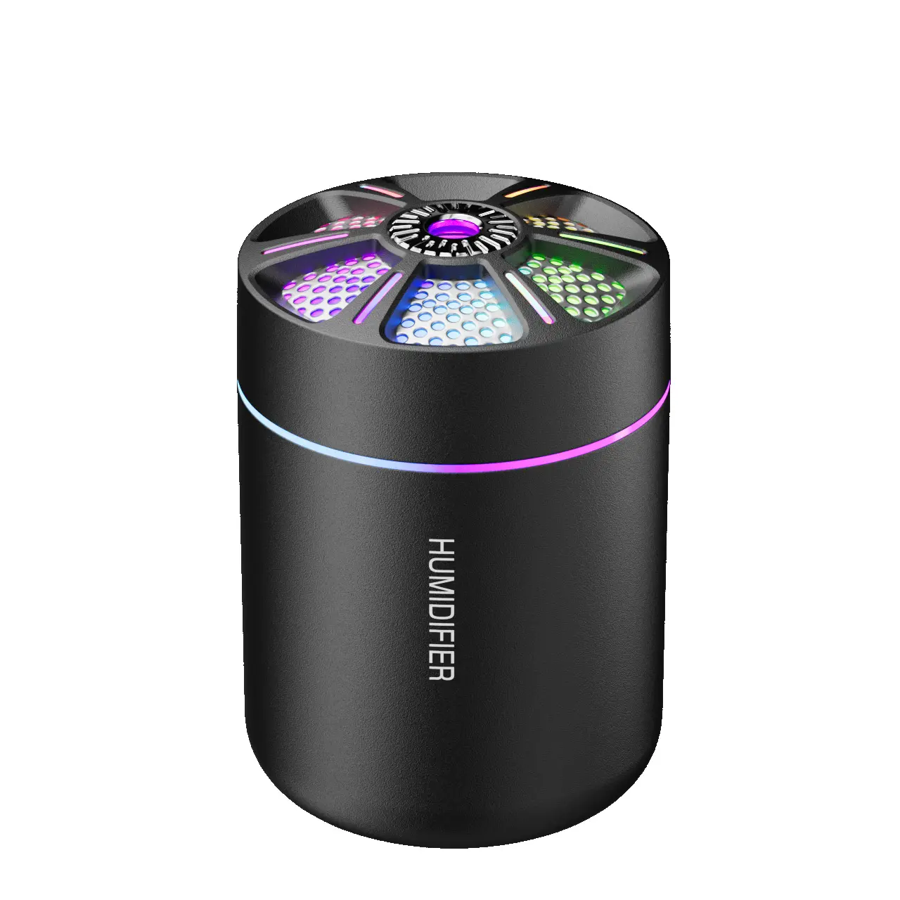 Mars Ash Cannon Air Humidifier - USB-Powered Mini Portable Humidifier with 7-Color LED Light, Large Mist, Creative Design, Fast Hydration, Silent Operation, Leak-Proof, 1-Button Operation, Car/Home Use for Daily Commuting, Home Desktop, Office Computers