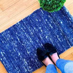 Entryway Blue Indoor Doormat Sisal Rug: Boho Accent Doormat, Welcome Mat, Floor Mat, Frontdoor Mat, Coastal Rug, BedsideRug