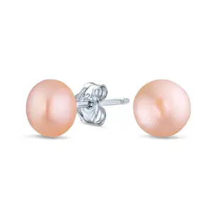 Classic 7MM Natural Stone Bead Ball Stud Earrings .925 Sterling Silver