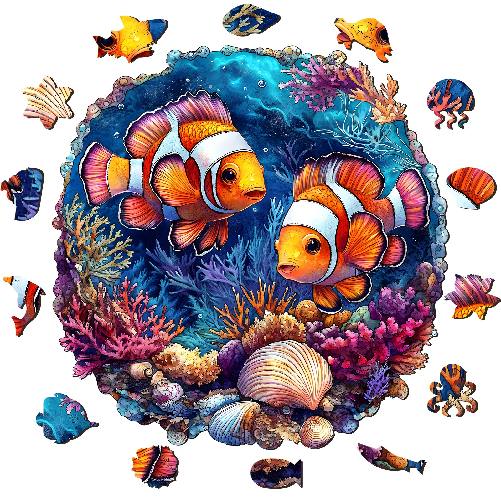 NiArt 200PCS Ocean World Wooden Jigsaw Puzzle for Adults, 11.1 * 11.2 Inch Precision Laser-Cut Pieces, Fun and Relaxing Home Decor Puzzle for Family Bonding, Stress Relief and Imagination Boost, Creative Puzzle, Wood Puzzles