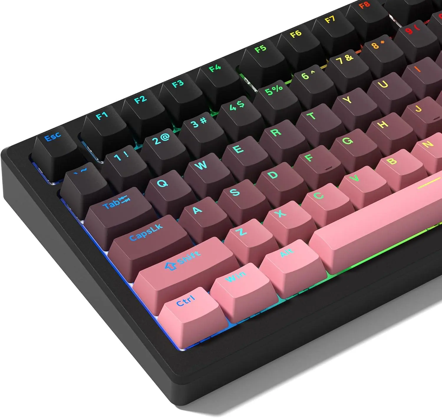 Womier Transparent Shine-Through PBT Keycaps Set, OEM Profile Wide Font Keycaps with Compatibility for Cherry, Gateron MX Switches, Resistant for Mechanical Keyboards, Enhanced Visibility