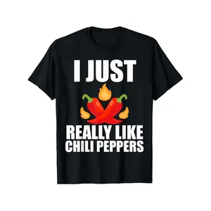 Mens Funny I Just Really Like Chili Peppers Graphic T-Shirt |   Spicy Food Lover Tee with Chili Pepper Print, 180g Heavyweight 100%, S-XXXL Sizes, Casual Round Neck Shirt for Hot Sauce Enthusiasts & Casual Attire, Humorous Design, Durable