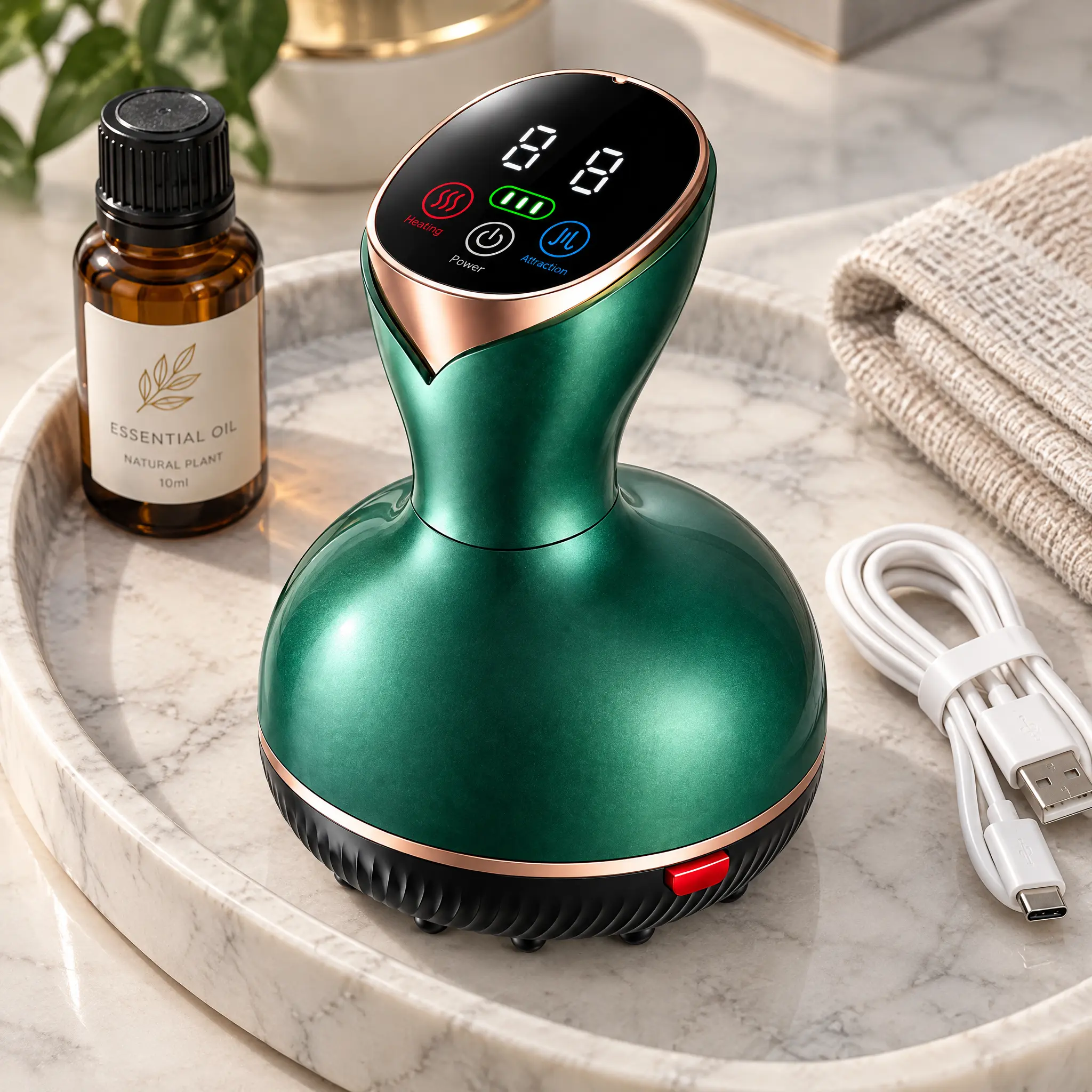 Electric Cupping Massager with Red & Blue Light Heat Therapy, 9 Suction Levels — Neck, Back, Shoulder Pain Relief, Muscle Relaxation & Better Sleep