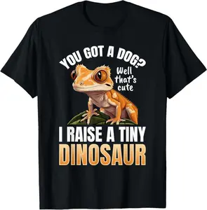 Crested Gecko Reptile - I Raise a Tiny Dinosaurs T-Shirt   Breathable T-shirt