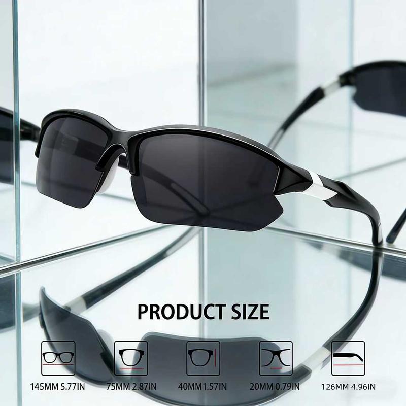 4-Pack Polarized Sports Sunglasses for Men Women, Rimless UV400 Shades, Lightweight Anti-Glare Windproof Sun Glasses, Trendy Unisex Eyewear for Running Fishing Golf Driving Cycling Hiking & Outdoor Activities, All-Day Comfort Fit bikesunglasses