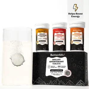BetterAlt Shilajit Fizzy Tablets (600mg) | Ashwagandha & Brahmi| Helps With Energy | Mango, Strawberry & Orange Flavor (Pack of 3) | 5N Each