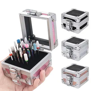 Nail Art Tool Storage Box, 1 Box 25 Holes Nail Art Tool Storage Case, Portable Nail Art Tool Organizer, Desktop Makeup Tool Display Box, Multi Grids Organizer, Makeup Cosmetic Organizer