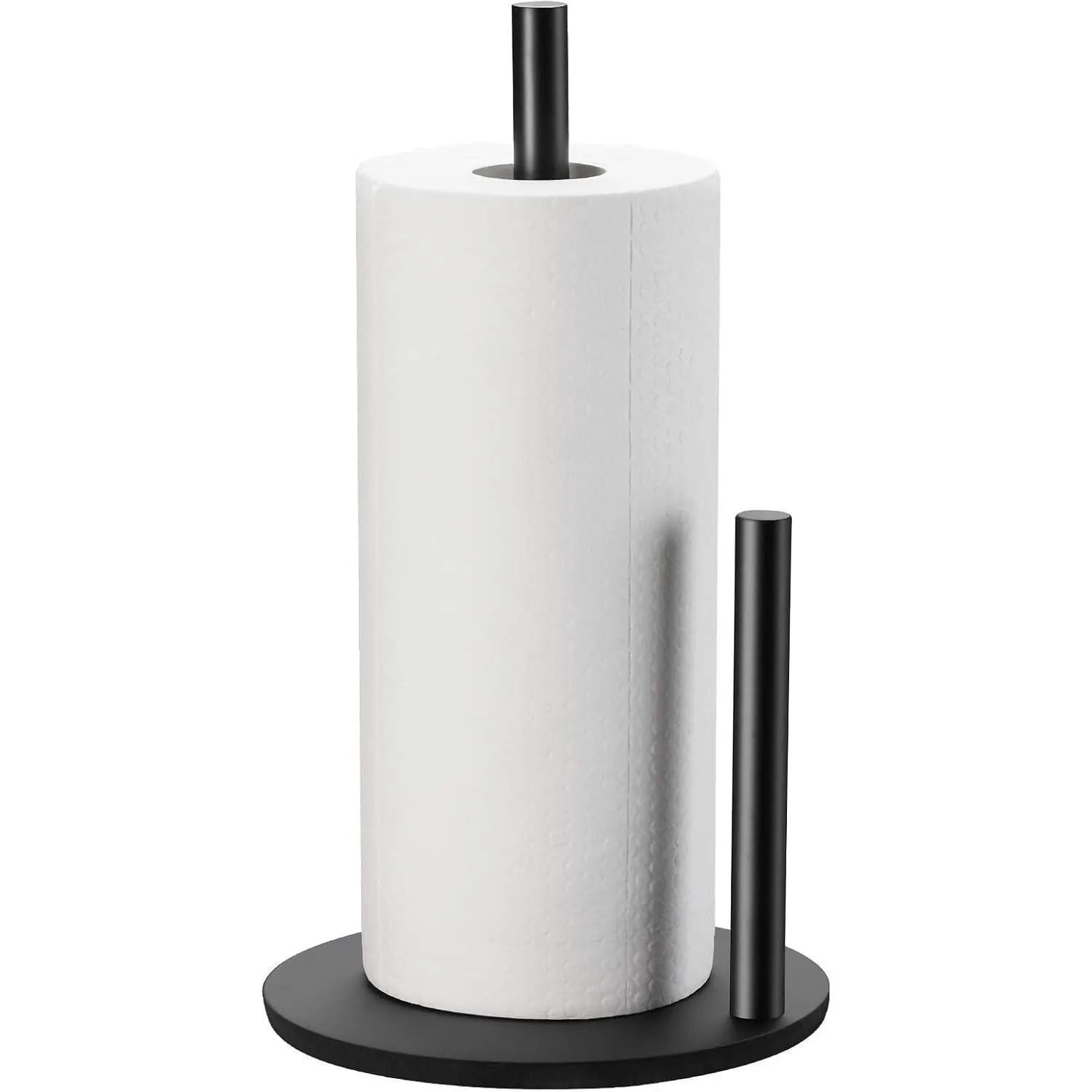 Premium Stainless Steel Paper Towel Holder, Freestanding Countertop Roll Dispenser with Weighted Non-Slip Base for Kitchen, Bathroom, Matte Black