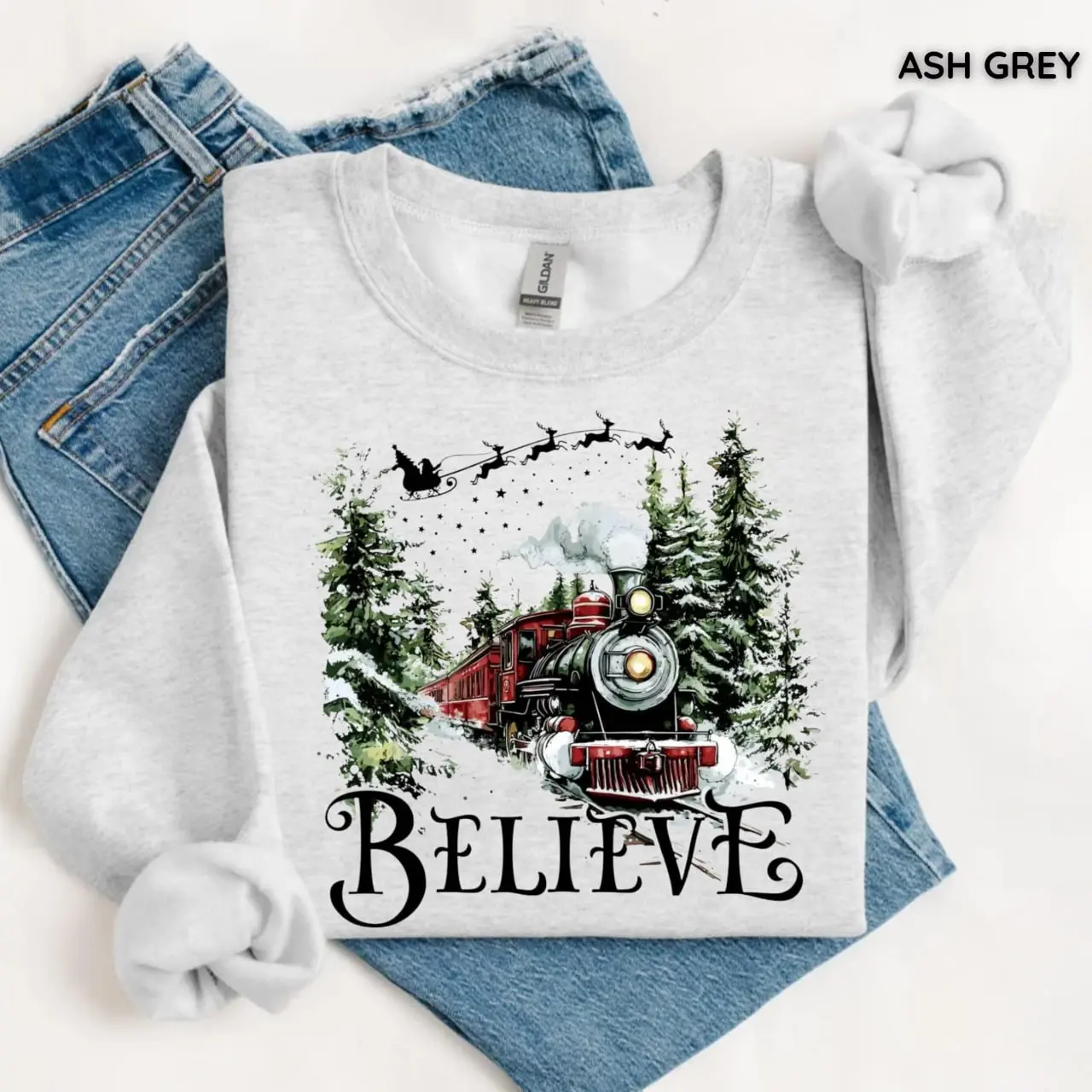 Polar Express Sweatshirt, Christmas Gift, Christmas Believe Sweater, Merry Christmas, Gift Ideas, All Aboard Polar Express