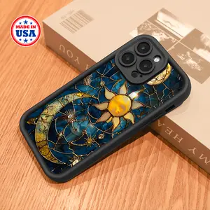 The glass art of the sun, moon and stars,luxury phone case, complete protection, smartphone shockproof, fashion shockproof, sleek iphone case, iphone 14 pro case