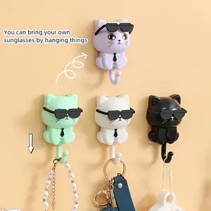 Creative Cat Design Wall Mounted Hook, 1/4pcs Cute Cartoon Cat Design Wall Hook, Multipurpose Wall Hook for Key & Decorative Storage, Shelves, Wall Mounted Holder