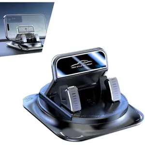 Car Dashboard Phone Holder, Rotating One-Hand Operation Bracket with Anti-Slip Base, Auto-Locking Secure Navigation Stand, Waterproof Easy Clean Mount for Most Phones and Decives