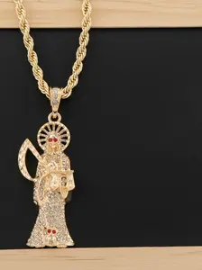 BEAUTIFUL GOLD-PLATED HOLY DEATH PENDANT, INCLUDES 20-INCH OR 24-INCH ROPE-STYLE CHAIN jewelry gift dad pendant Dangling Charms Necklace