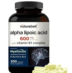 Alpha Lipoic Acid Complex, 600mg, 300 Capsules | 4-in-1 Myelinctin Formula with R-ALA, S-ALA, Thiamine & Benfotiamine | High Absorption & Antioxidant Support | Non-GMO, Gluten-Free