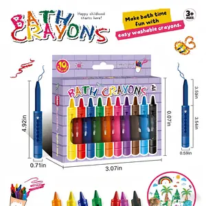 10-Pack Bath Crayons - Non-Toxic, Washable, Vivid Colors for Kids - Safe & Easy Grip for Wet & Dry Surfaces - Art Supplies for Kids 3+ - Colorful Marker Set