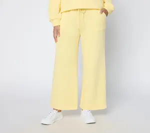 Peace Love World Regular Ankle French Terry Pants with Crochet