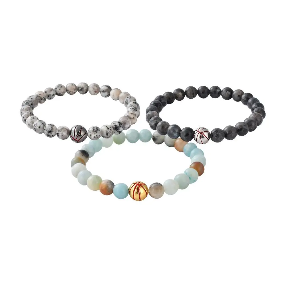 Copper Basketball Charm Beaded Bracelets