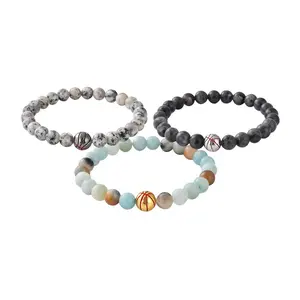 Copper Basketball Charm Beaded Bracelets
