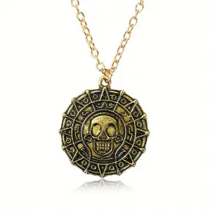 Women's Jewelry Pirates of the Caribbean Necklace Women's Necklace Aztec Women Fashion Chain Skull Necklace Pendant