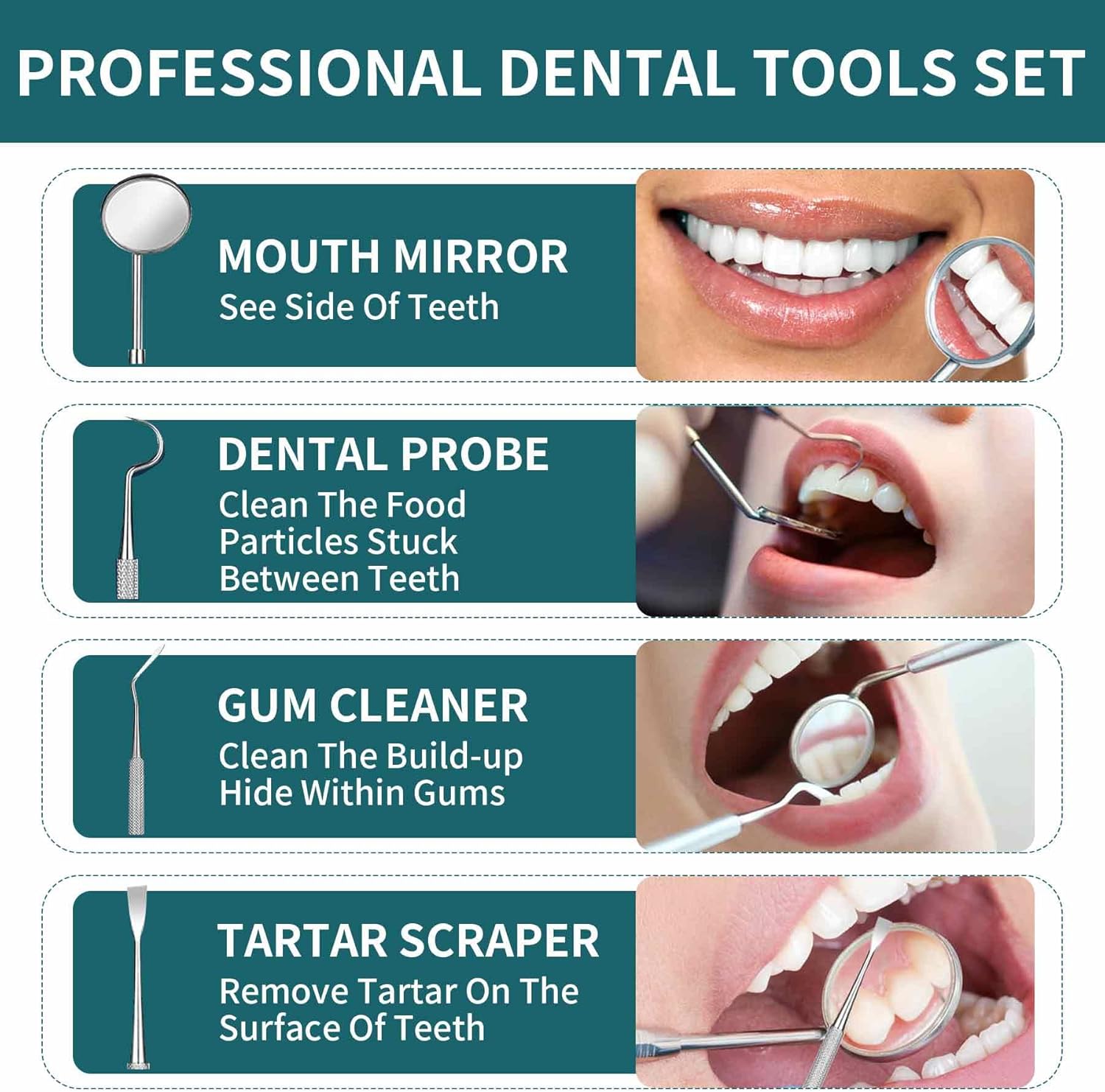 Tooth Repair kit with 4 Dental Tools, Tooth Filling Repair The Missing Teeth, Dental Care Kit Fixing Broken Teeth, Save Smile Cause Bad Teeth and Smile Confidently Again