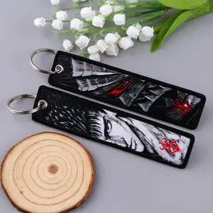 Japanese Anime Berserk Double Sided Embroidery Cartoon Keychain Car Backpack Key Ring Jewelry Accessories Gift