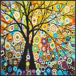 Tree Of Life Diamond Painting Kit for Adults & Kids 21.7x21.7in Canvas Acrylic Full Round Drills 3D Craft for Bedroom Home Living Room