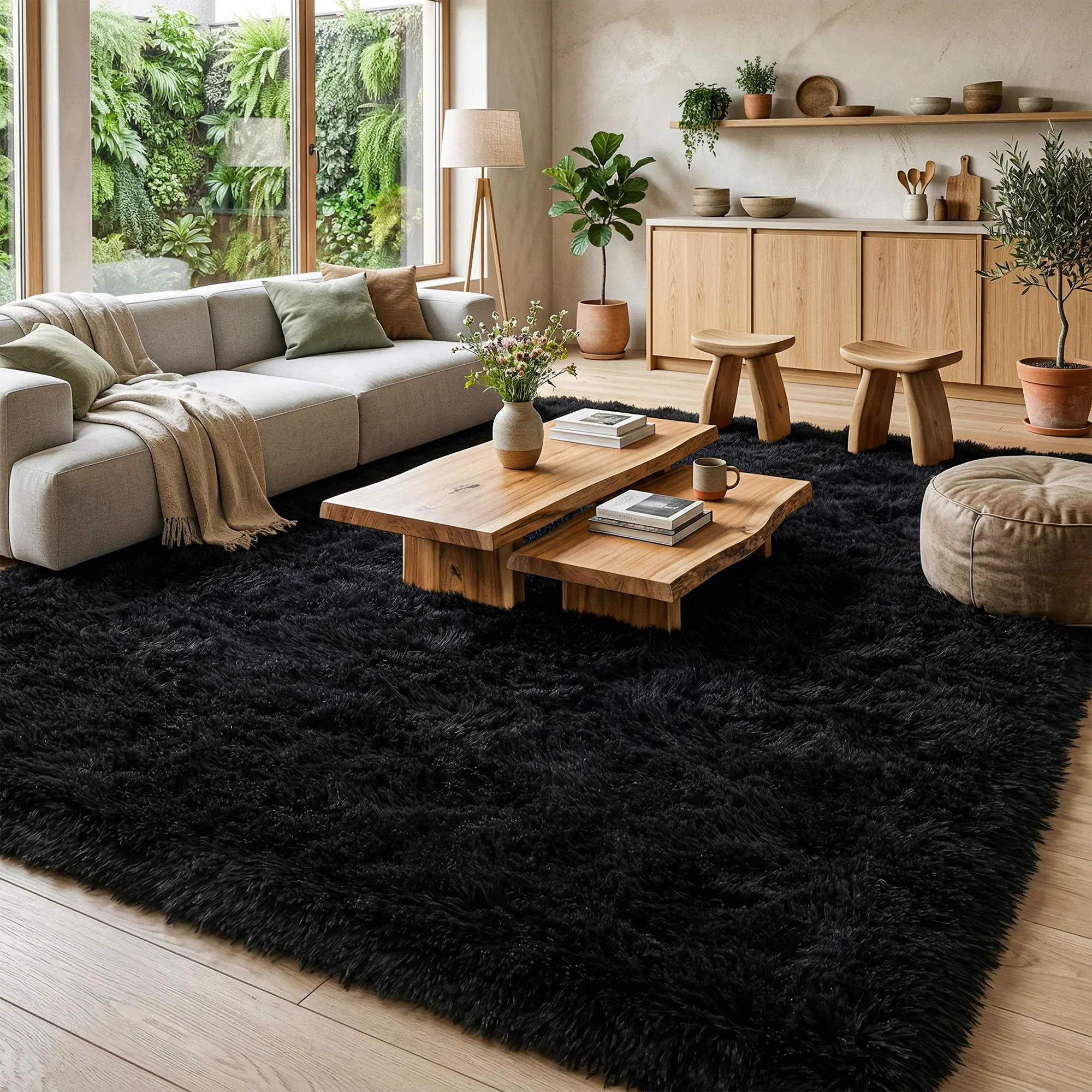 BOOPBEEP Fluffy Shaggy High Plush Soft Carpet, Home Decor, Non-Slip Indoor Area Rug,  Various Sizes for Living Room, Bedroom, Dining Room, Kitchen, Bathroom, Dining Room, Study Room, Dressing Room, Office, And Home Offices, Accent Rugs, And Floor Covering