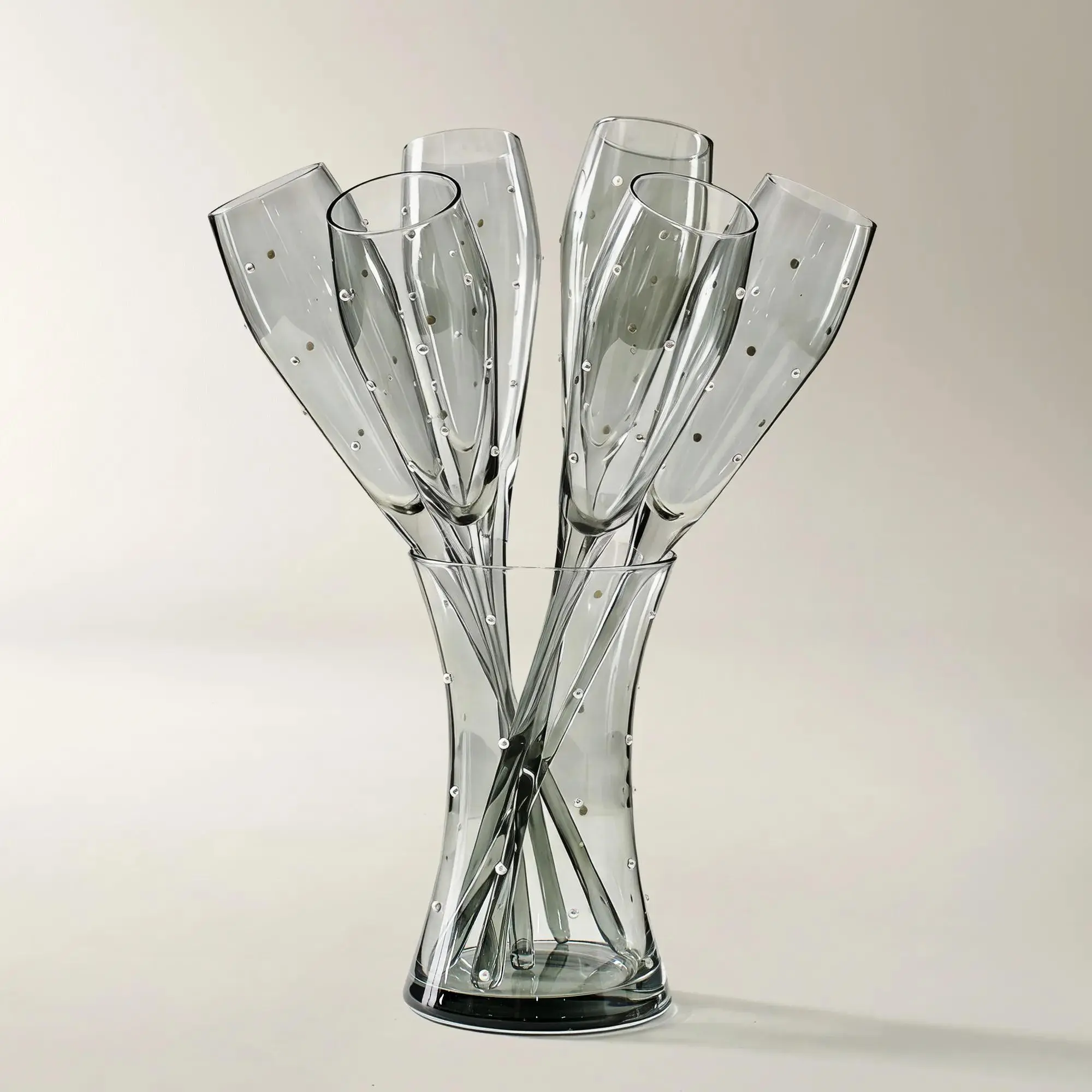 Z Gallerie Sophie Stylish Champagne Glass Set - Charcoal, Confetti Pearls