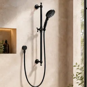ARCH Extendable Handheld Shower Head with Slide Bar Combo, 6-Spray Settings, ON/OFF Pause Switch, 26.18" Adjustable Height Bar, Rust-Resistant Metal Build, Wall Mount, Brushed Nickel & Matte Black Options, Ideal for Bathroom Upgrade, Extendable Handheld S