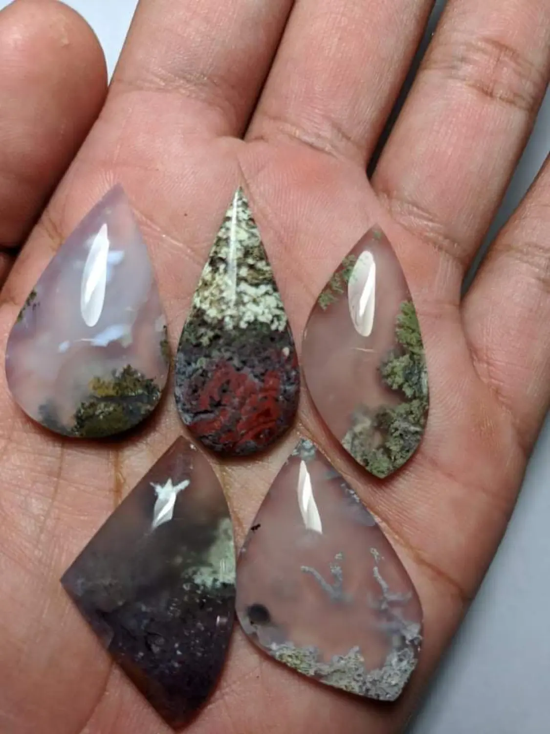 Moss Agate Cabachons for Jewelry Making