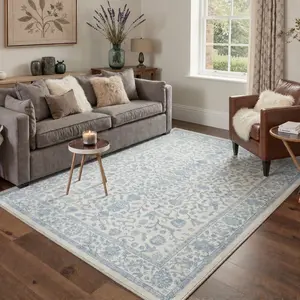 【Deals For You Days】GENIMO Area Rug – Pet Friendly, Non-Slip, Soft, Machine Washable Floor Rug, Home Carpet Ideal for Living Room, Bedroom, Kitchen, Hallway, Stylish Interior Decor ,ARP1683-BLUE