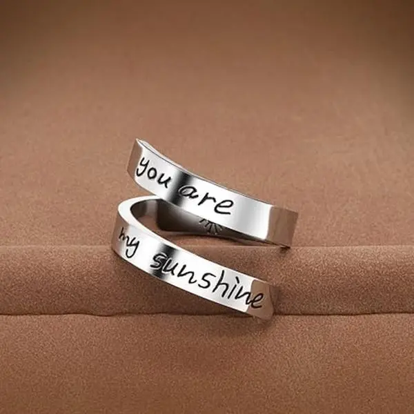 Stainless Steel Christian Cross Engraved Love Faith Hope Blessed Ring - Polished Opening, Adjustable, Religious Jewelry for Women and Men