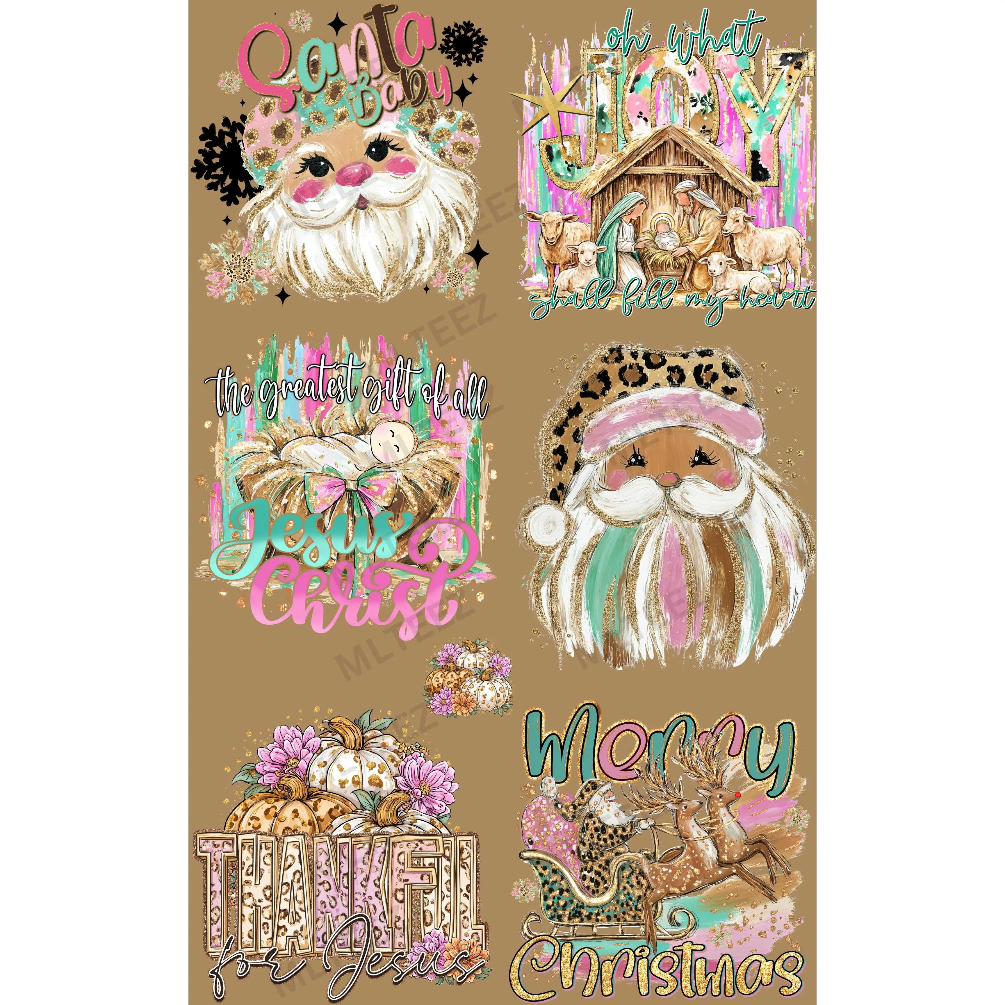 SANTA BABY (1) PREMADE GANGSHEET  - 22X36  DTF TRANSFERS - DIRECT TO FILM