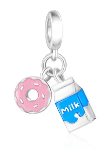 Copper Plated Milk Donut Charm Pendant, Cute Cartoon Design, Perfect Gift for Friends, All Seasons Jewelry Accessory