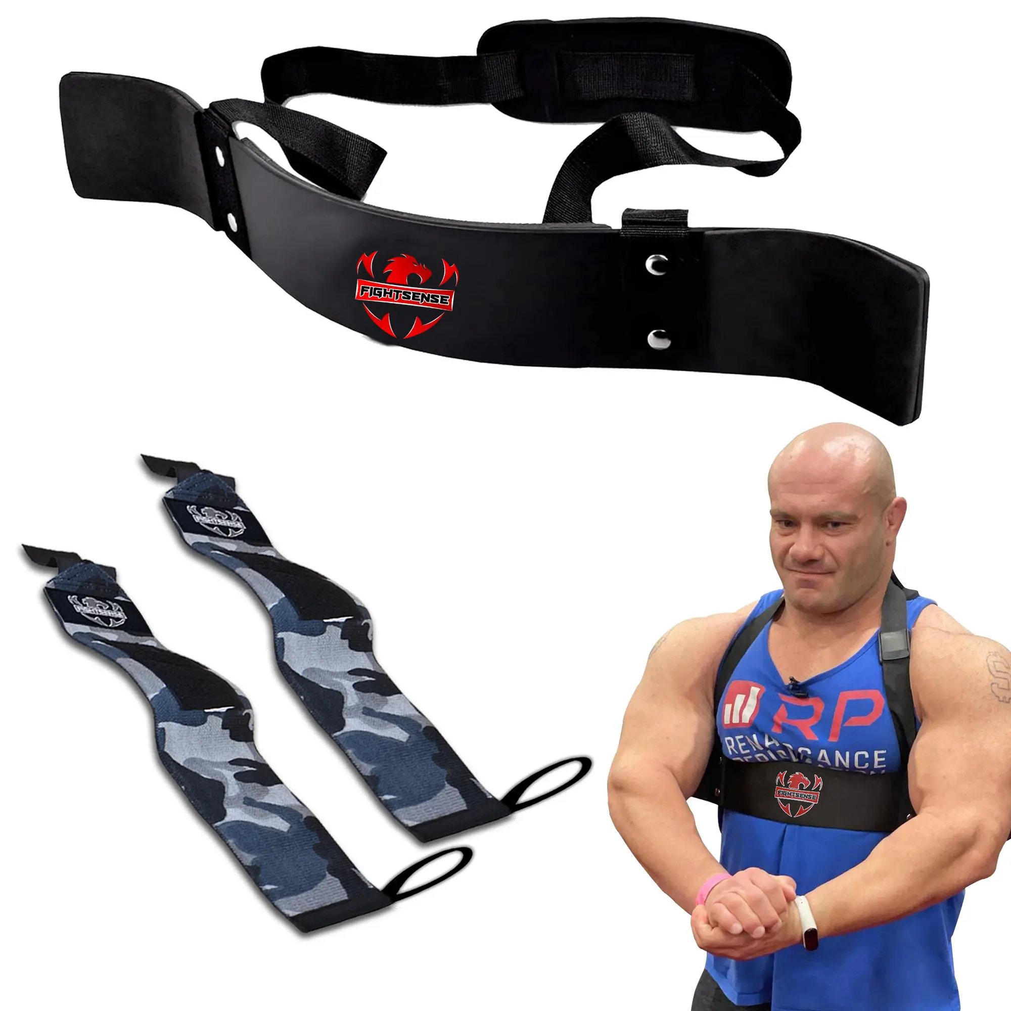 FIGHTSENSE Arm Blaster Biceps Curl Triceps Muscle Isolator with  Wrist Wraps (Pair) - Ideal for Squats, Powerlifting Home Gym Equipment Gym Workout
