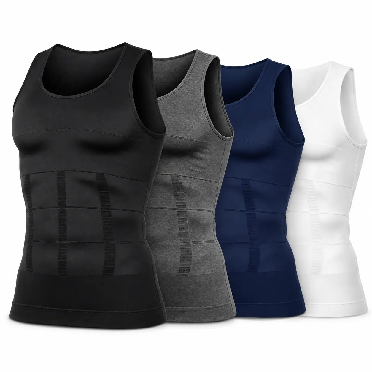 Men’s Compression Tank Top Body Shaper Vest - Seamless Smoothing Undershirt, Breathable Dry Fit Active Athletic Tops, Compression Gym Vests, Gymclothing Fitness Apparel for Running Training Base Layer