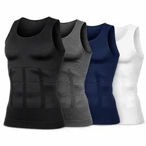 Men’s Compression Tank Top Body Shaper Vest, Seamless Smoothing Undershirt, Breathable Athletic Base Layer