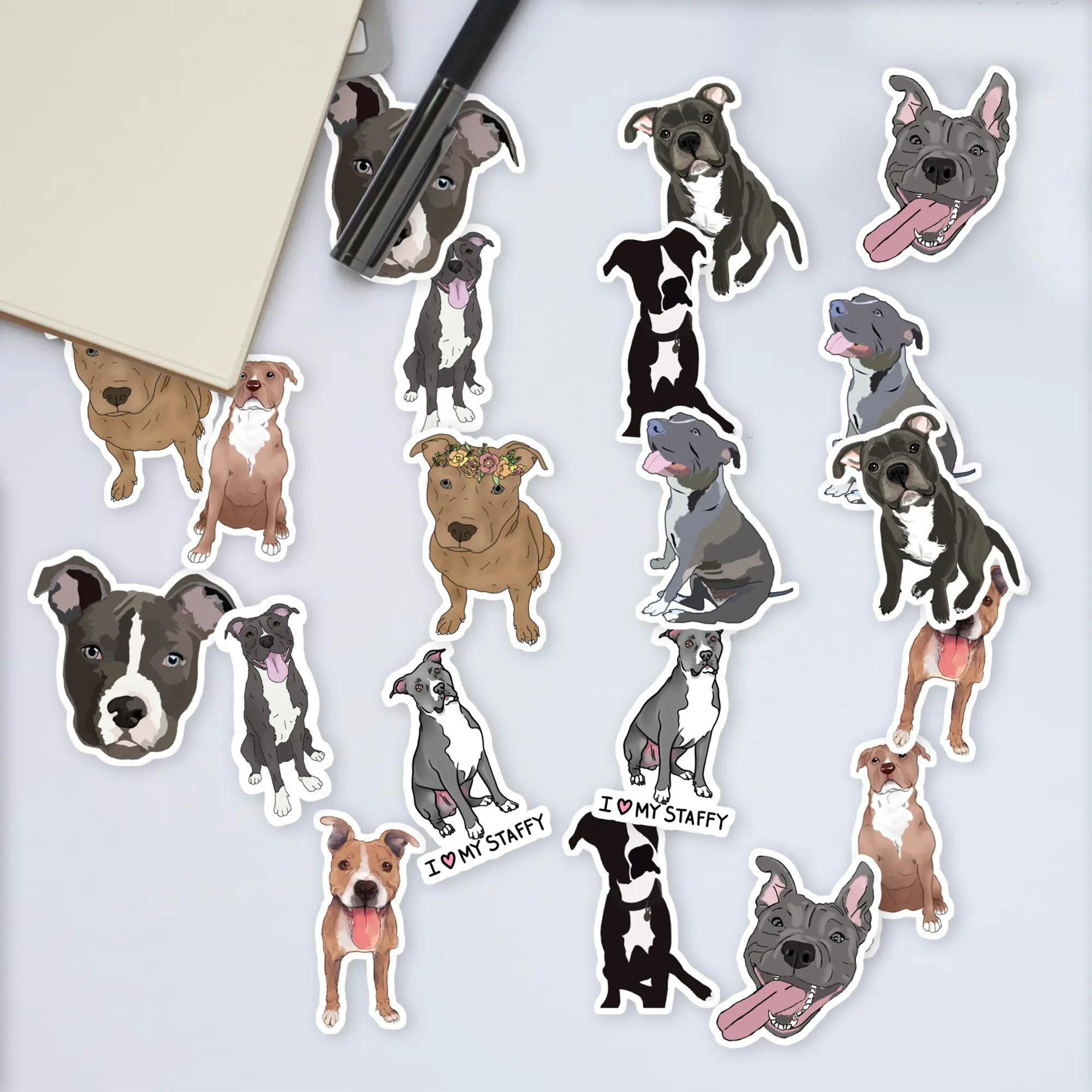 Stickers Pack 20 Pcs Pitbull Skateboard Colorful Bumper Vinyl Aesthetic Water Bottle Car Laptop Bike Guitar Luggage Waterproof