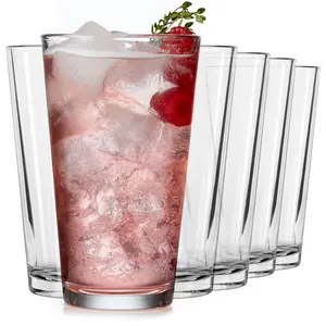 Libbey Bar Essentials Tumbler Glasses Set of 6, Modern Style 16 Oz Glass Set, Dishwasher Safe Tall Drinking Glasses Set for Wine, Beer, and Cocktail
