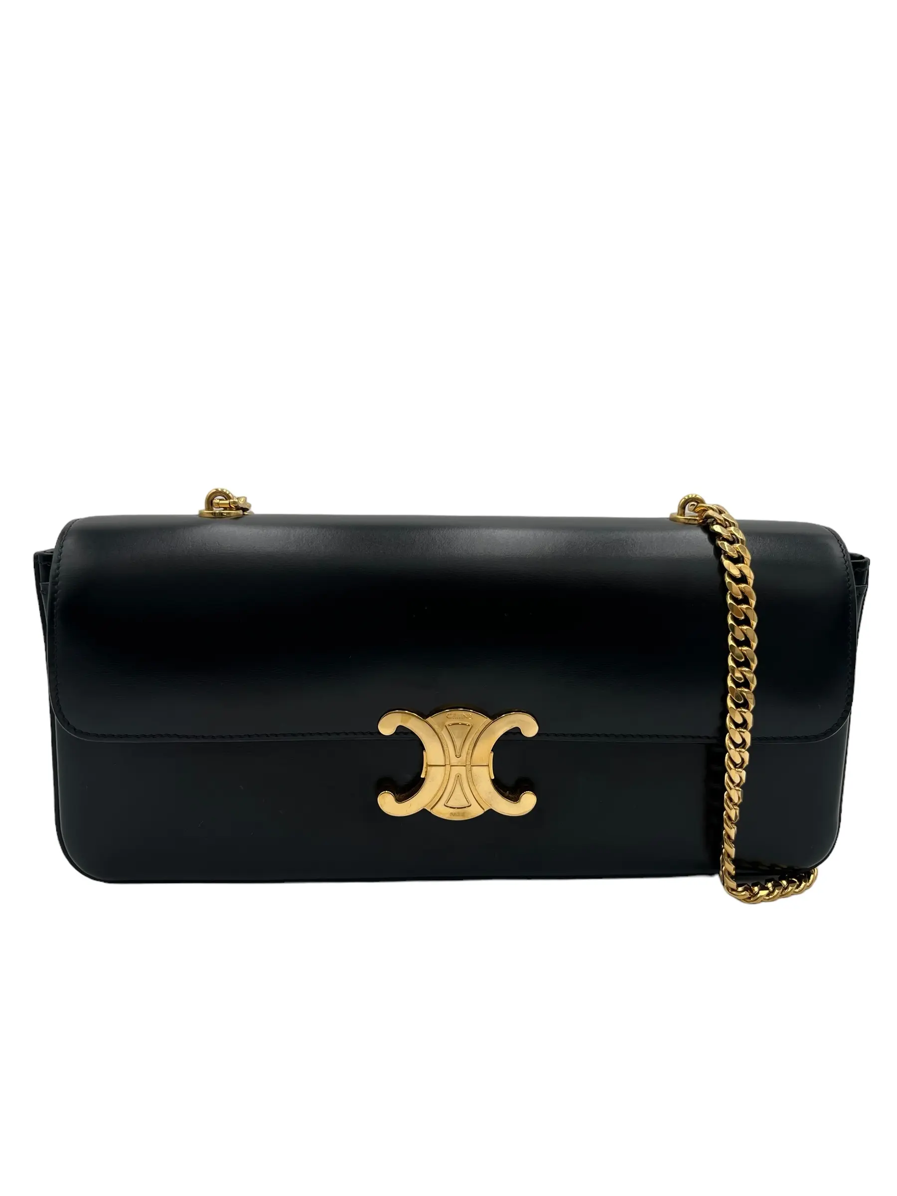 Pre-owned Celine LEATHER Shoulder Bags SHINY CALFSKIN TRIOMPHE CHAIN HANDBAG